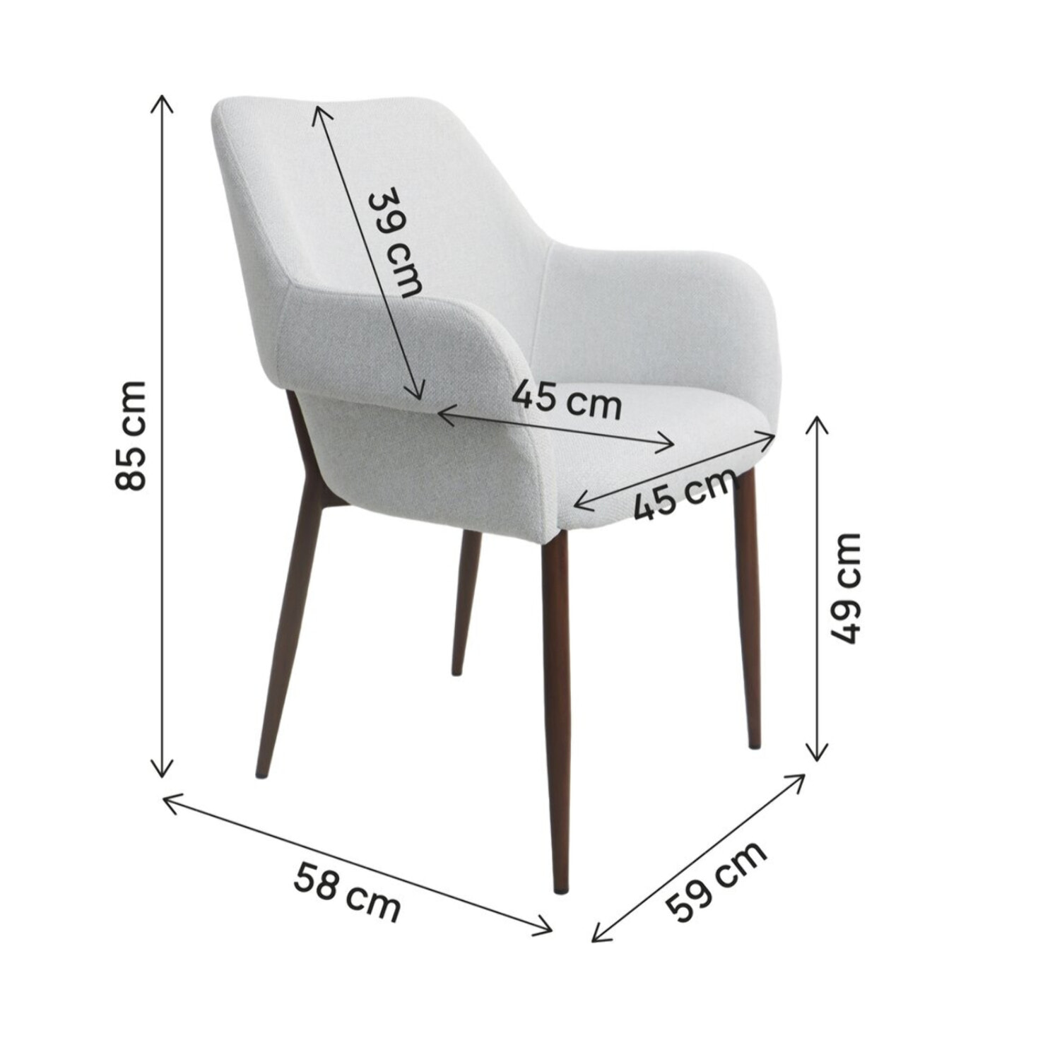 Lot de 2 chaises de salle à manger avec accoudoirs "Jade" - Gris clair