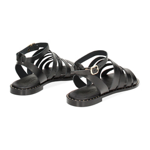 Sandale noire en cuir avec bracelet