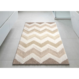 Tappeto Bagno Super Assorbente E Antiscivolo Fantasia Zig Zag Modello Corner Naturale