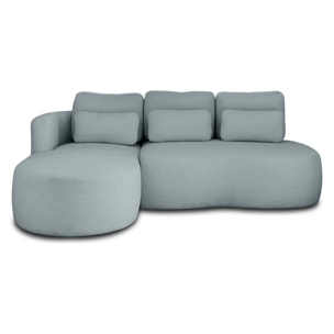 Mahina - canapé d'angle gauche - 4 places - convertible avec coffre - en tissu bouclette - Bleu