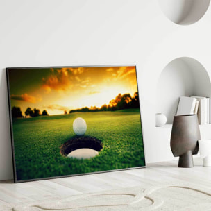 Affiche encadrée golf au coucher du soleil Affiche + cadre en métal - Noir