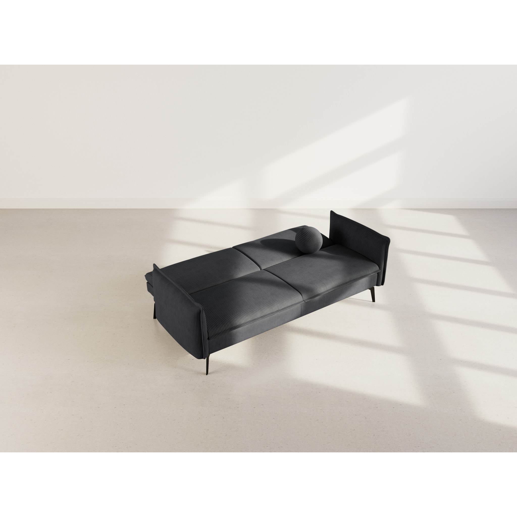 Lexie - Canapé convertible clic-clac 2 places en velours côtelé - Noir