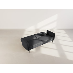 Lexie - Canapé convertible clic-clac 2 places en velours côtelé - Noir