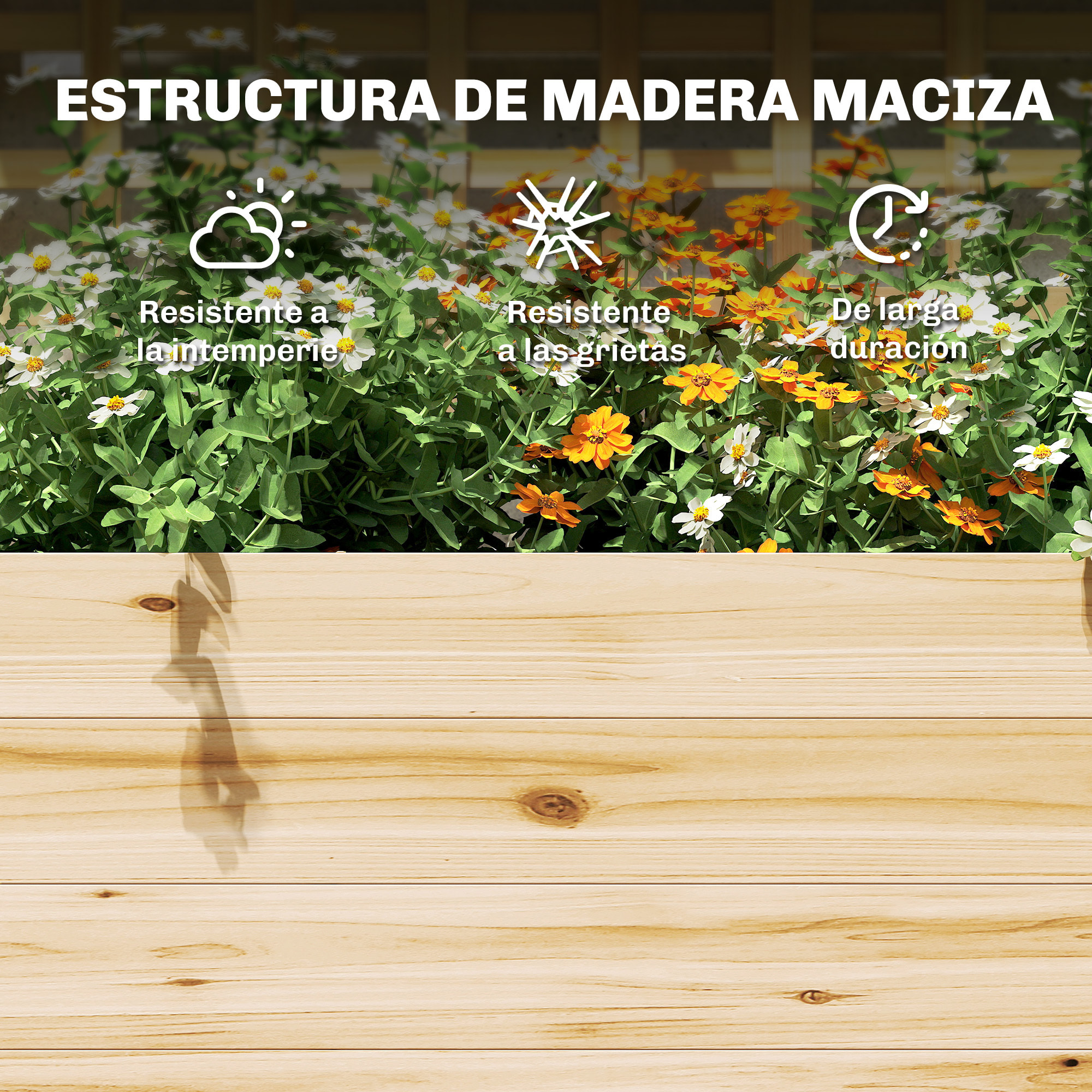 Jardinera con Enrejado y Techo de Madera, Jardinera Exterior Grande para Plantas Trepadoras, con 2 Estantes, Drenaje y Forro, Macetero Elevado para Patio, Terraza, 76x43,5x177 cm, Natural
