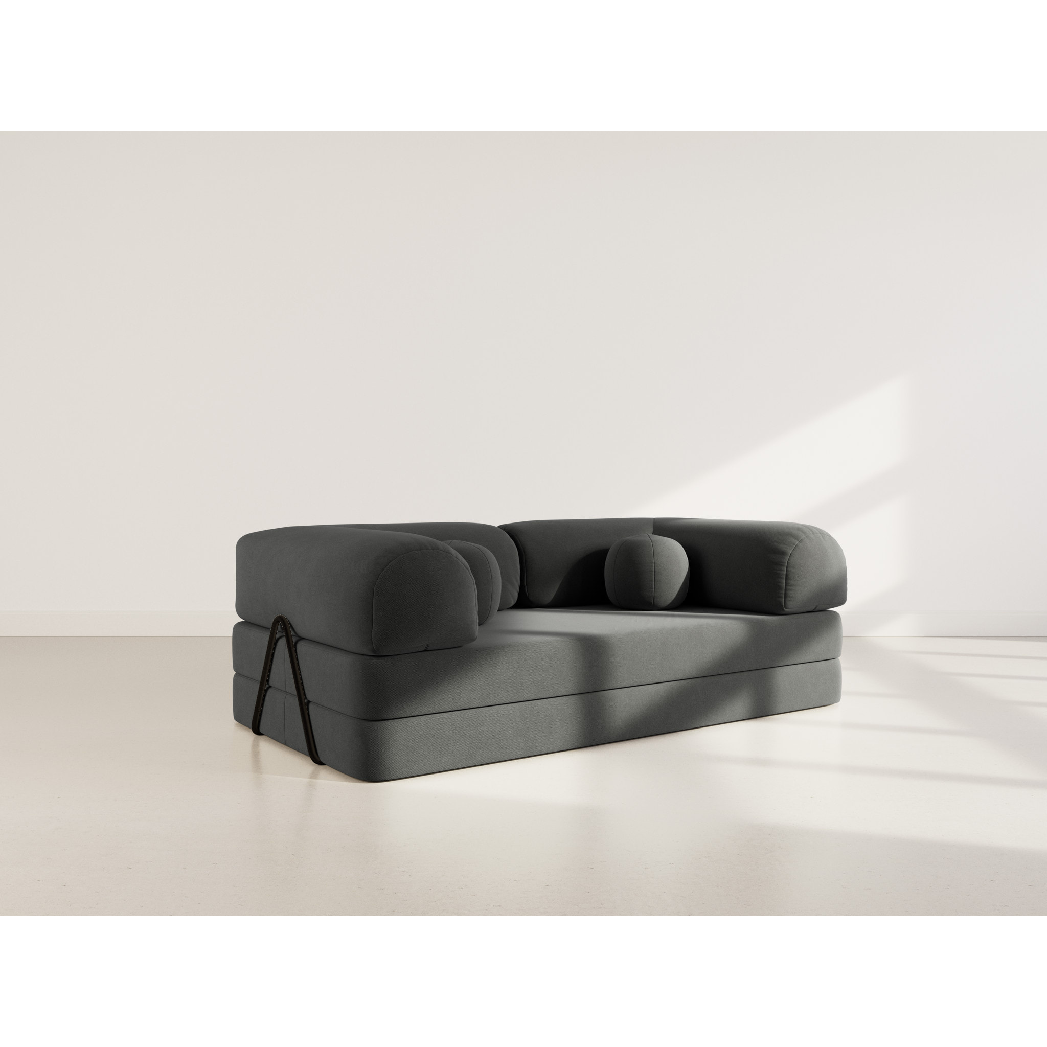 Nebula - Canapé 3 places convertible en velours texturé - Gris