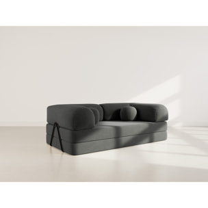 Nebula - Canapé 3 places convertible en velours texturé - Gris