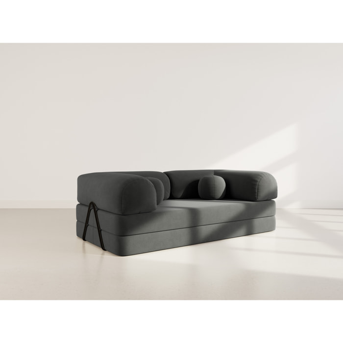 Nebula - Canapé 3 places convertible en velours texturé - Gris
