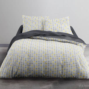 Parure housse de couette 3pcs 100% coton 57fils gris