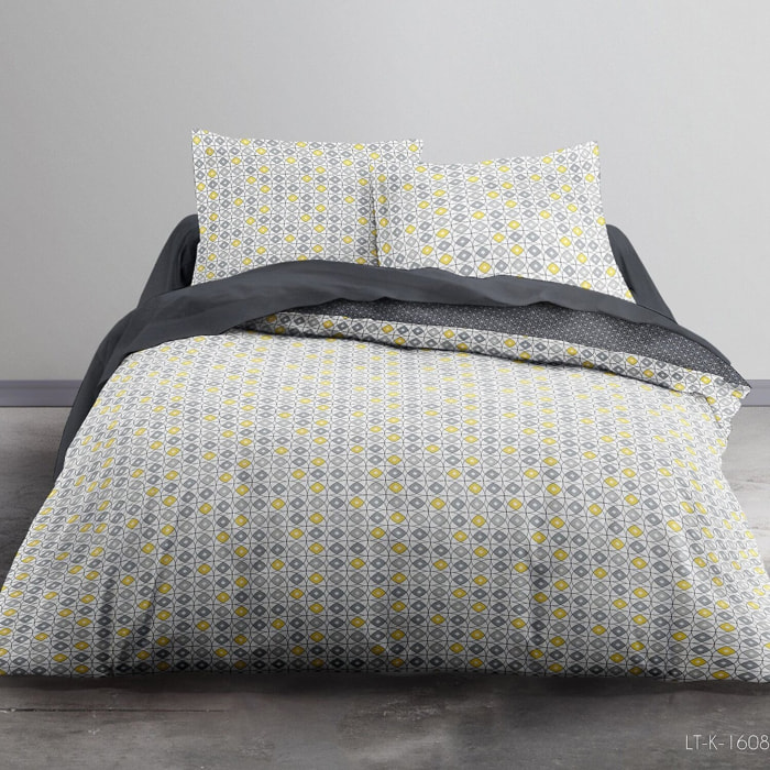 Parure housse de couette 3pcs 100% coton 57fils gris