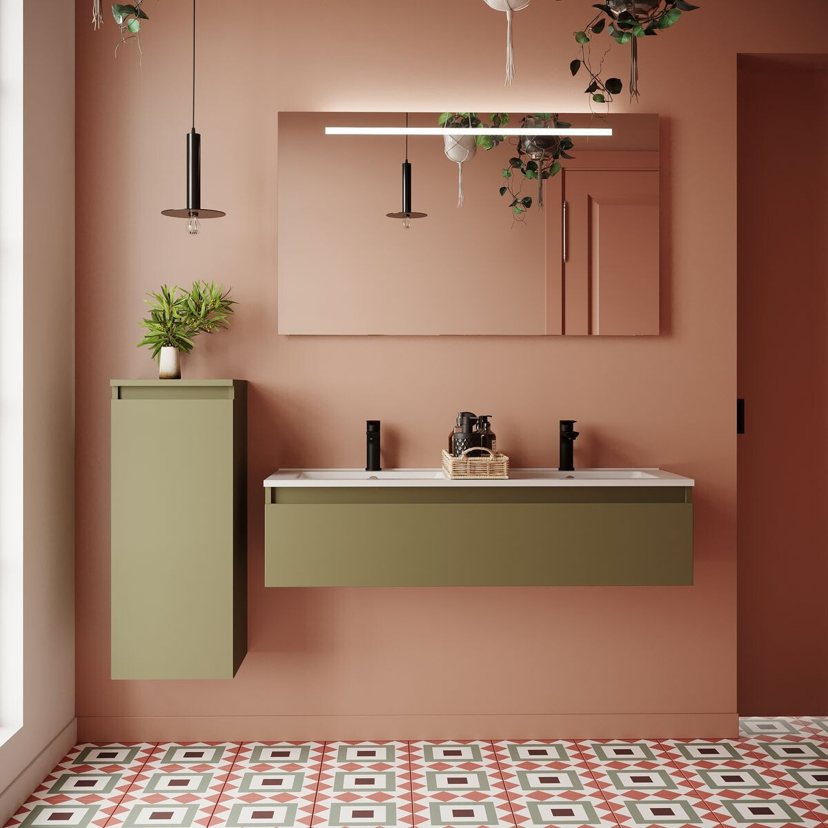 Ensemble double vasque 1 tiroir + miroir - HUDSON