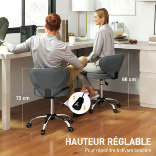 Tabouret de massage travail pivotant réglable 51-66H cm dossier ergonomique gris