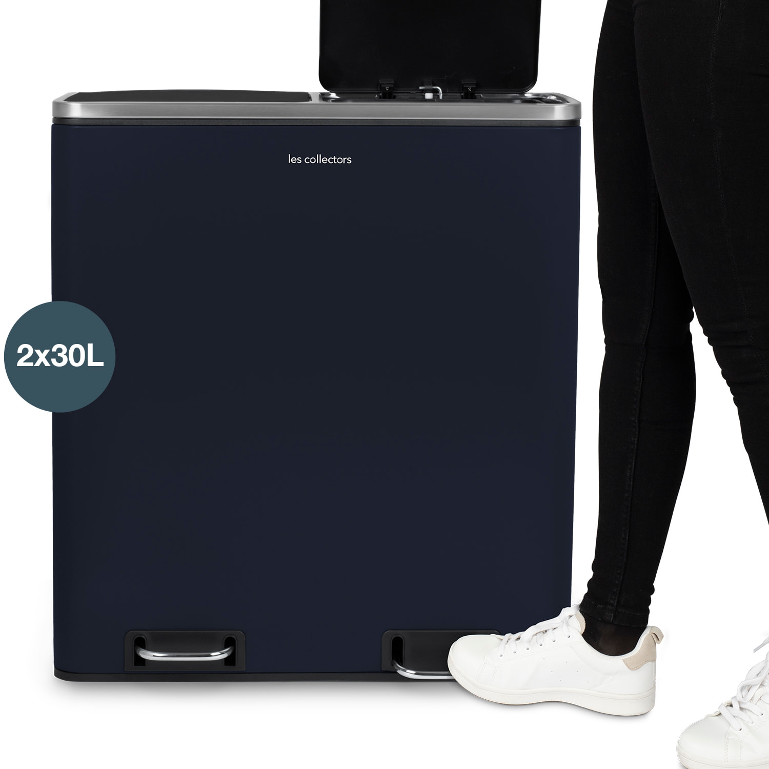 Papelera de reciclaje de pedal N°908 Les Collectors, 60 L, Azul noche