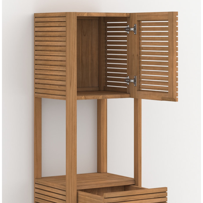 Ensemble de salle de bain en bois de teck 140 cm avec une niche - Auguste