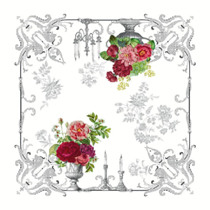 Nappe anti tache pur lin imprimé Banquet floral blanc