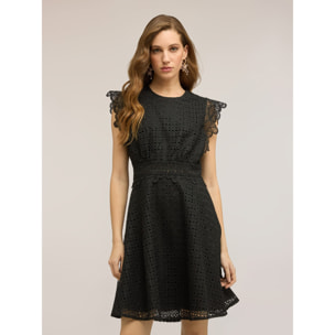 Motivi - Vestido flare en sangallo con encaje - Negro