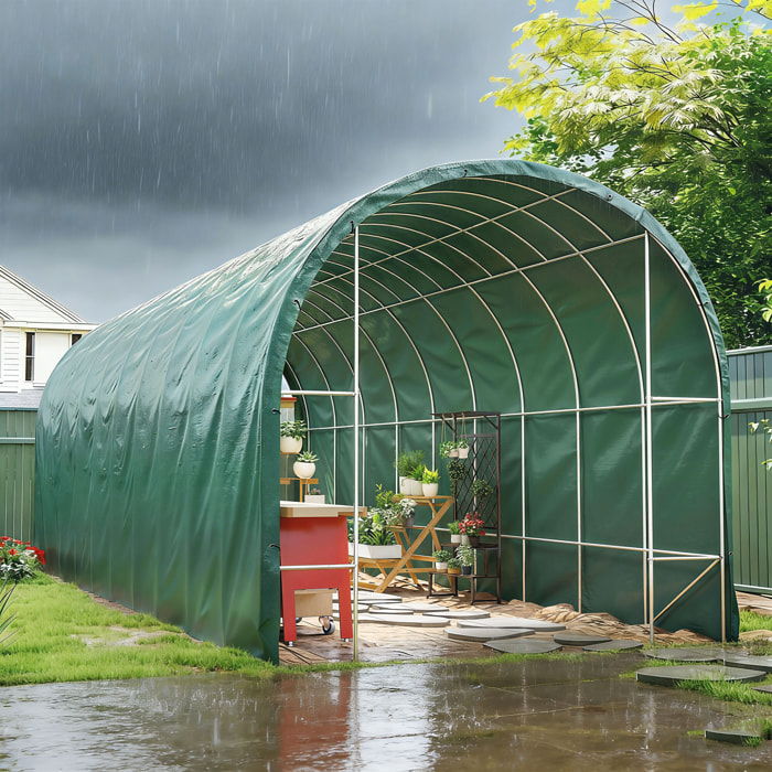 Lona Impermeable Exterior 6x8 m, Toldo PE Resistente a Rasgaduras 90 g/m², Protección UV, con Ojales Reforzados para Leña, Muebles de Jardín, Invernaderos, Vehículos, Verde