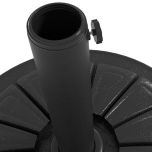 Base de Sombrilla Redondo Soporte para Parasol de HDPE Rellenable de Cemento Peso 13 kg para Poste de Parasol de Ø38/48 mm Ø43x32 cm Negro
