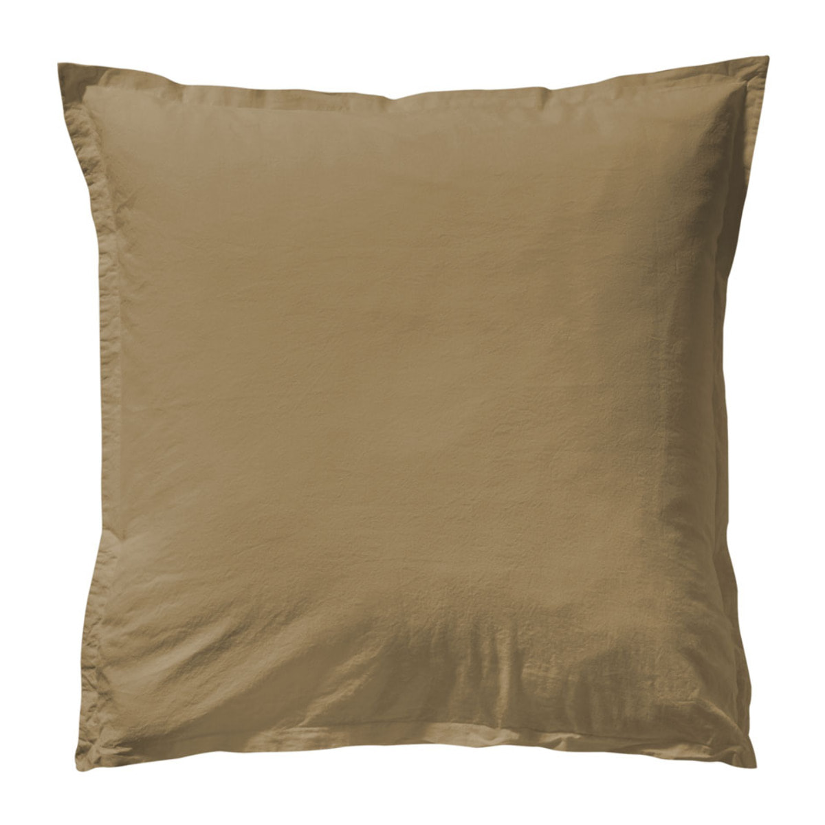 Taie d'oreiller unie en coton lavé, Made in France, SOFT LINE , Ocre