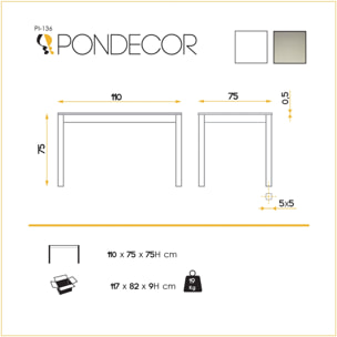 Mesa fija – Cristal y metal
