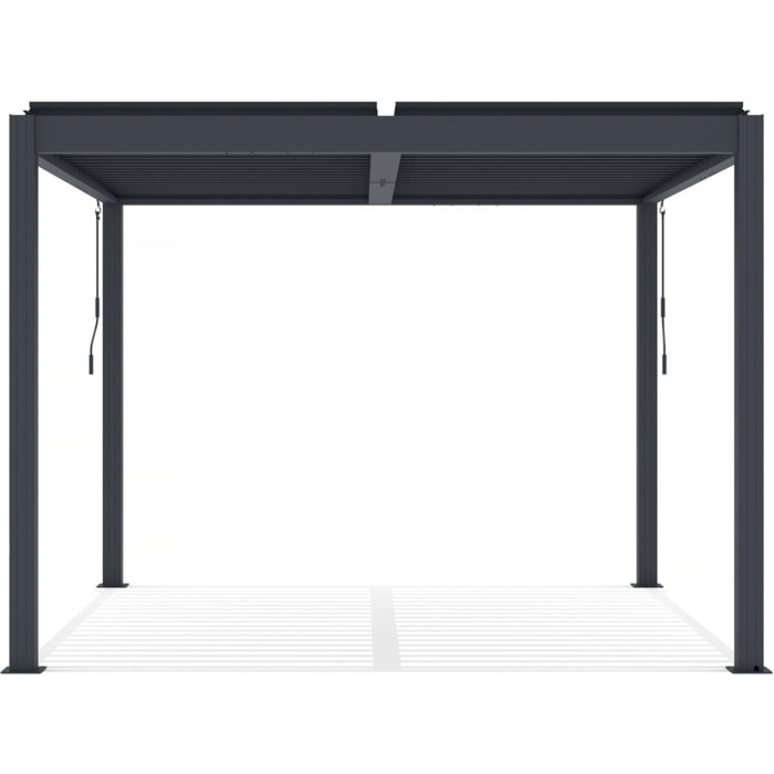 Pergola bioclimatique avec led "Windsor premium" en aluminium 3 x 4 - Gris