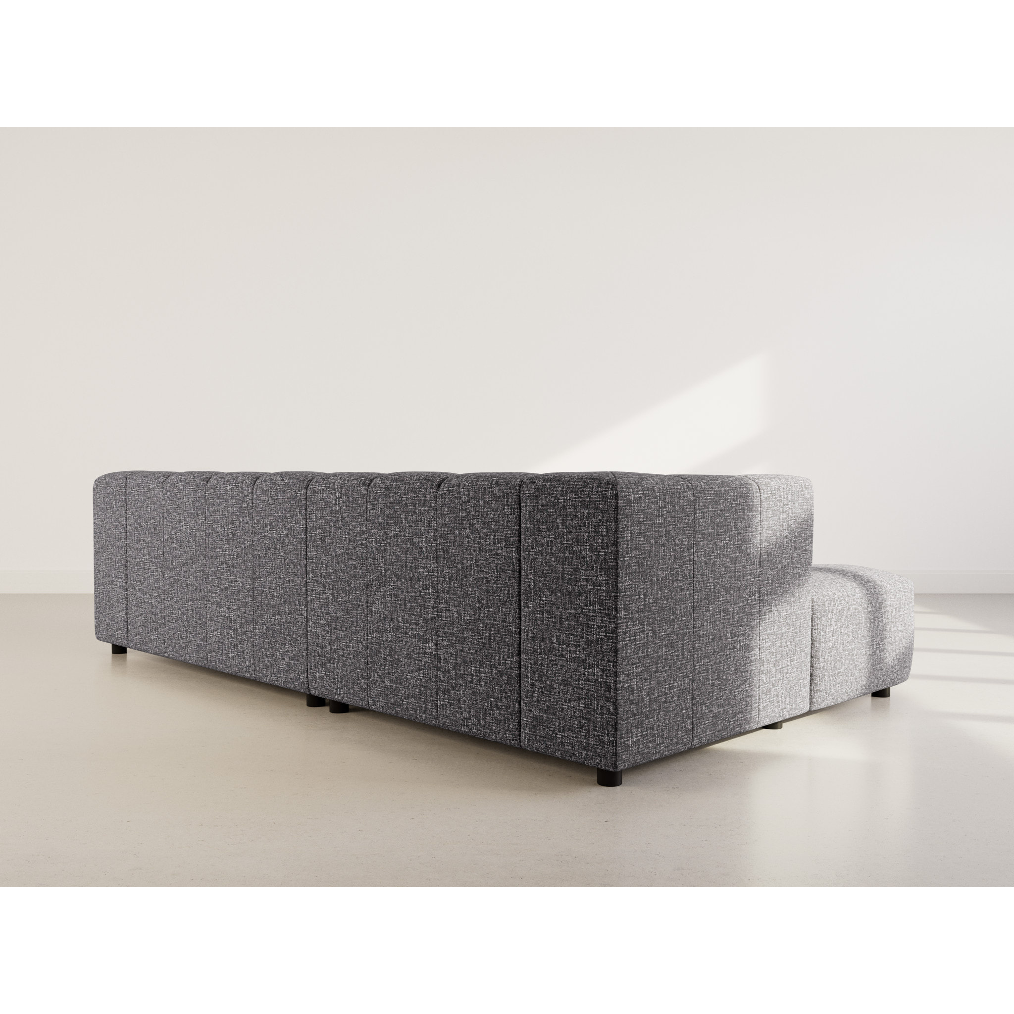 Curtis - canapé d'angle gauche 4 places avec accoudoir en tissu texturé - Gris foncé