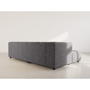 Curtis - canapé d'angle gauche 4 places avec accoudoir en tissu texturé - Gris foncé