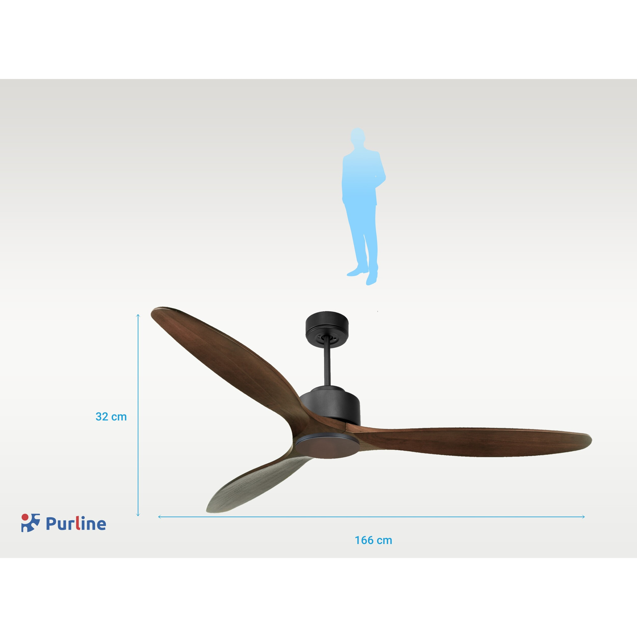 Ventilateur de plafond ø166 cm avec Wifi Réversible Hypersilence 40   W Noir