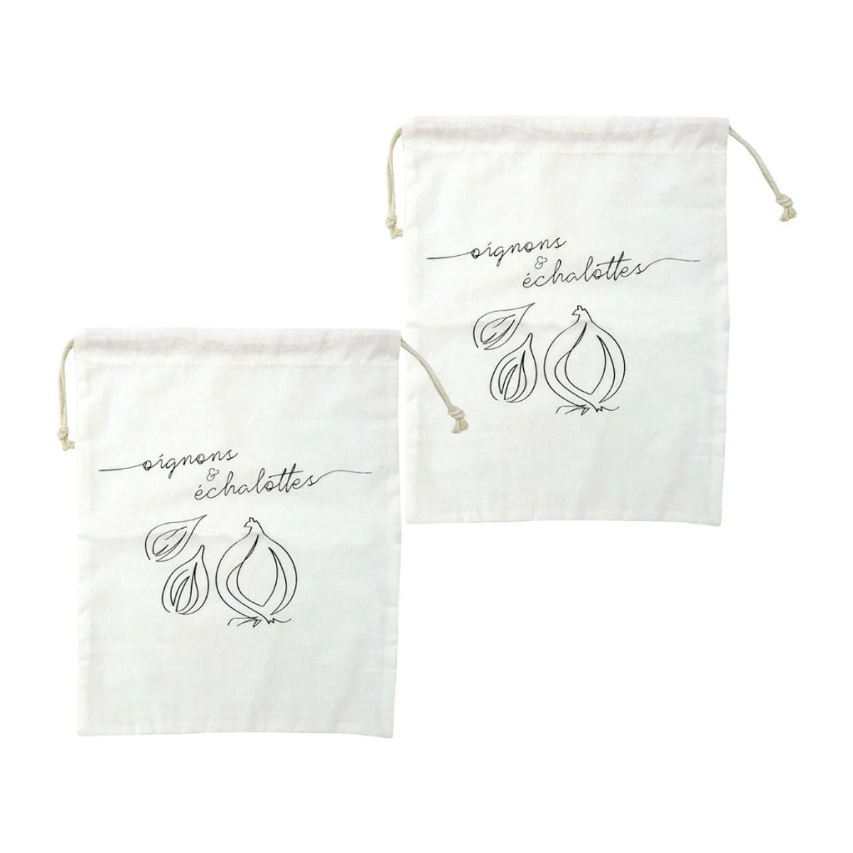 Ensemble de 2 Sacs de conservation pour oignons et échalotes en coton Fackelmann Eco Friendly