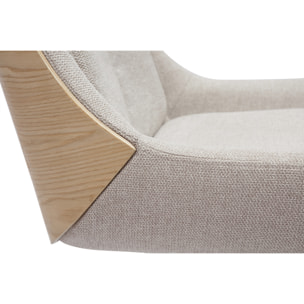 Chaise de bureau à roulettes en tissu effet velours texturé beige et métal chromé BLAISE