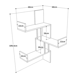 Mensola Dmurator, Scaffale, Ripiano a muro, Scaffalatura multiuso, 60x60h109 cm, Quercia