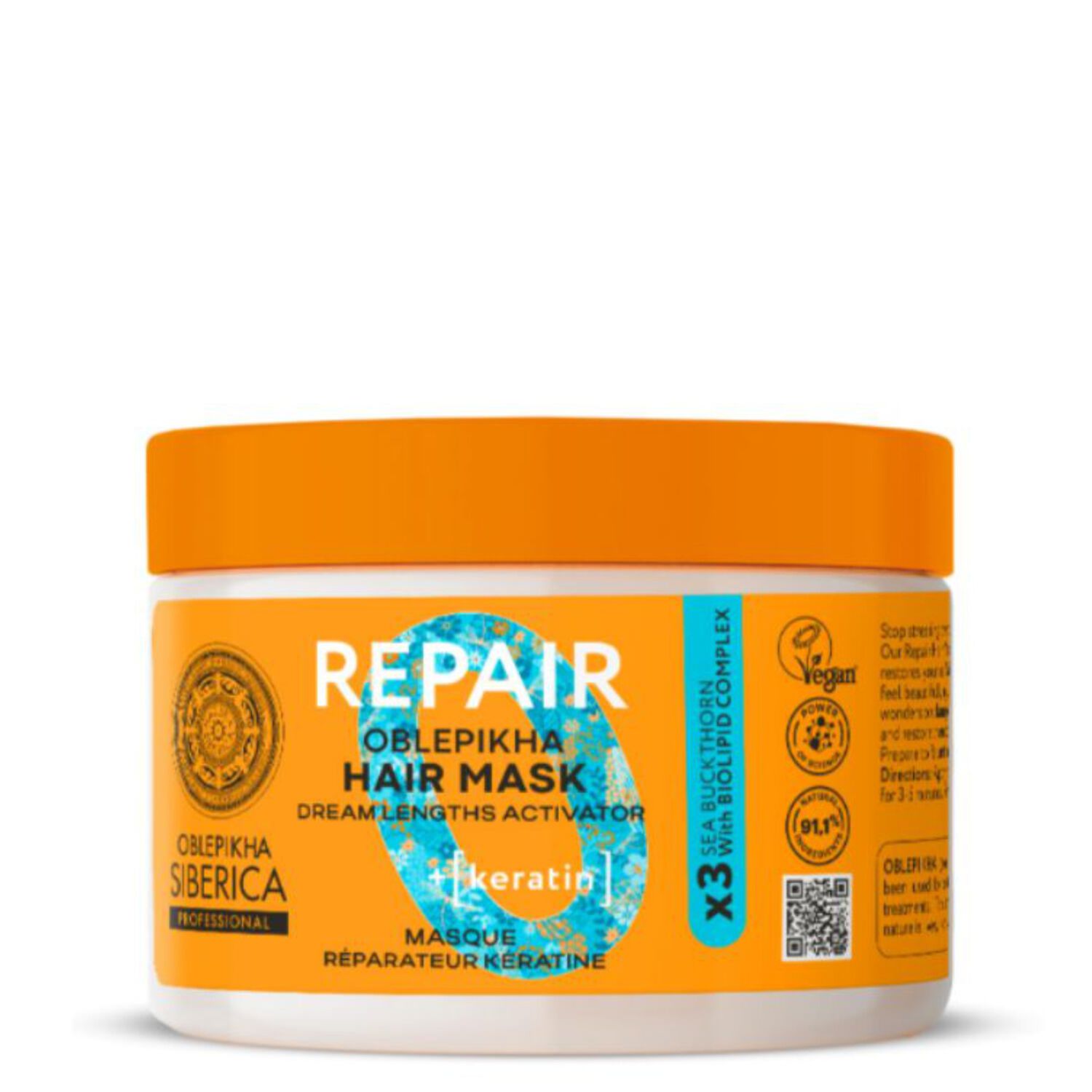 Oblepikha_O Repair - Masque Kératine à l'argousier Cheveux Secs et Abimés 300ml
