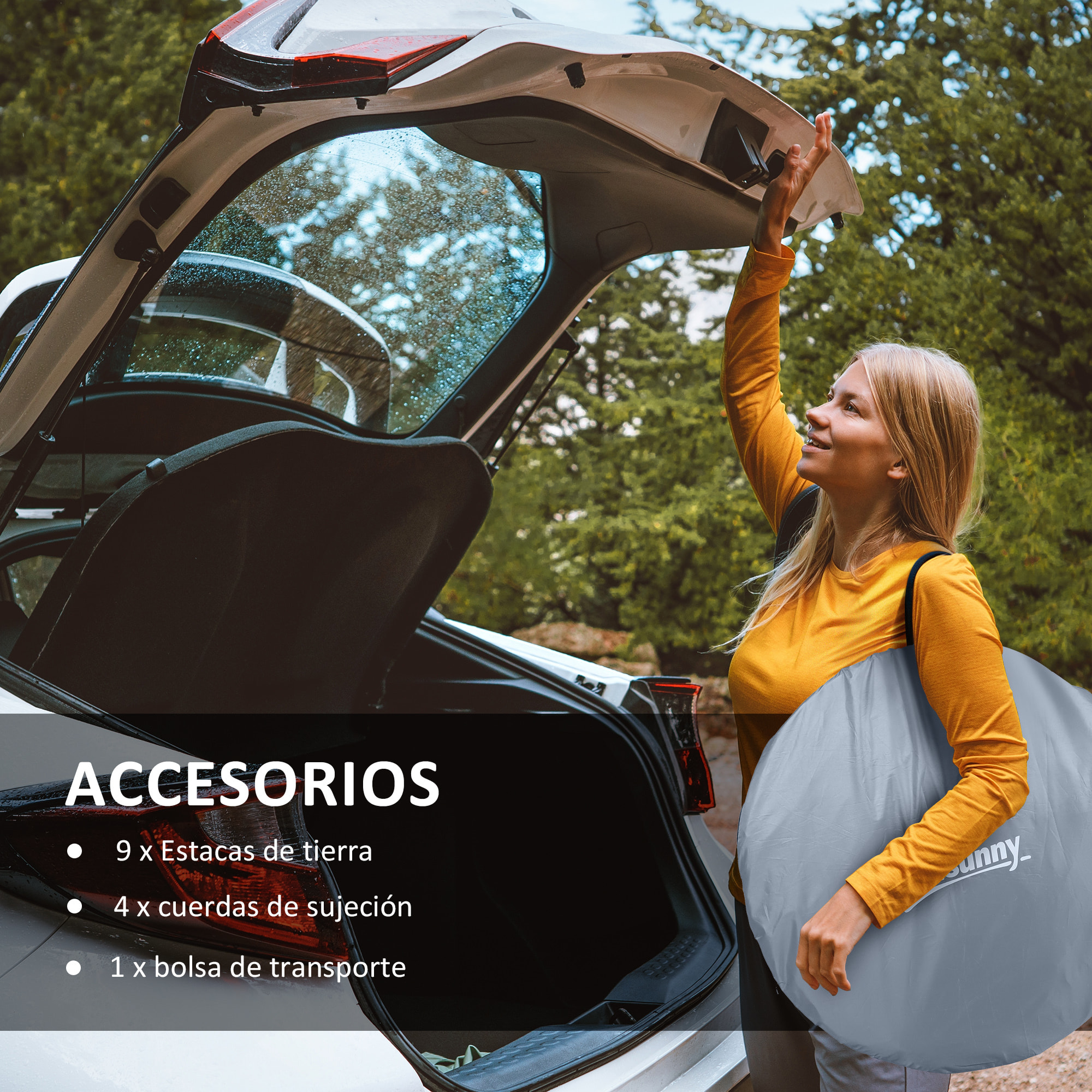 Tienda de Campaña Pop-Up para 2-3 Personas Tienda de Camping Plegable Portátil Impermeable con Ventana Puerta y Bolsa de Transporte para Pescar Senderismo 245x148x105 cm Gris