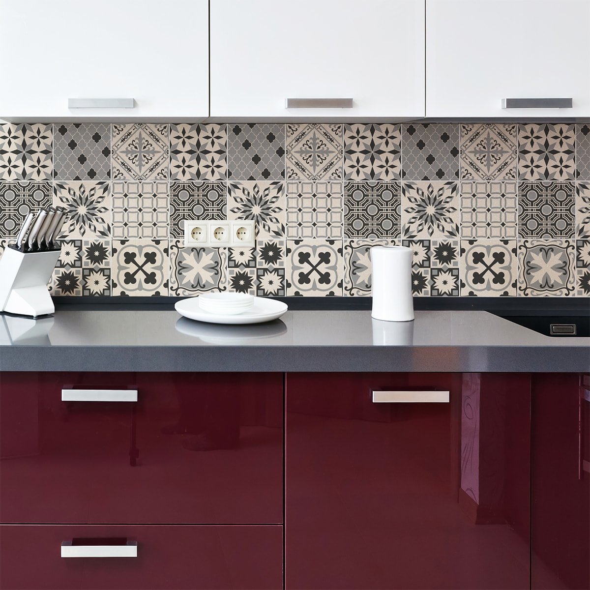 Stickers muraux - Sticker Mural Carrelage adhésif Cuisine Salle de Bain - 9 STICKERS CARRELAGES AZULEJOS IVOA