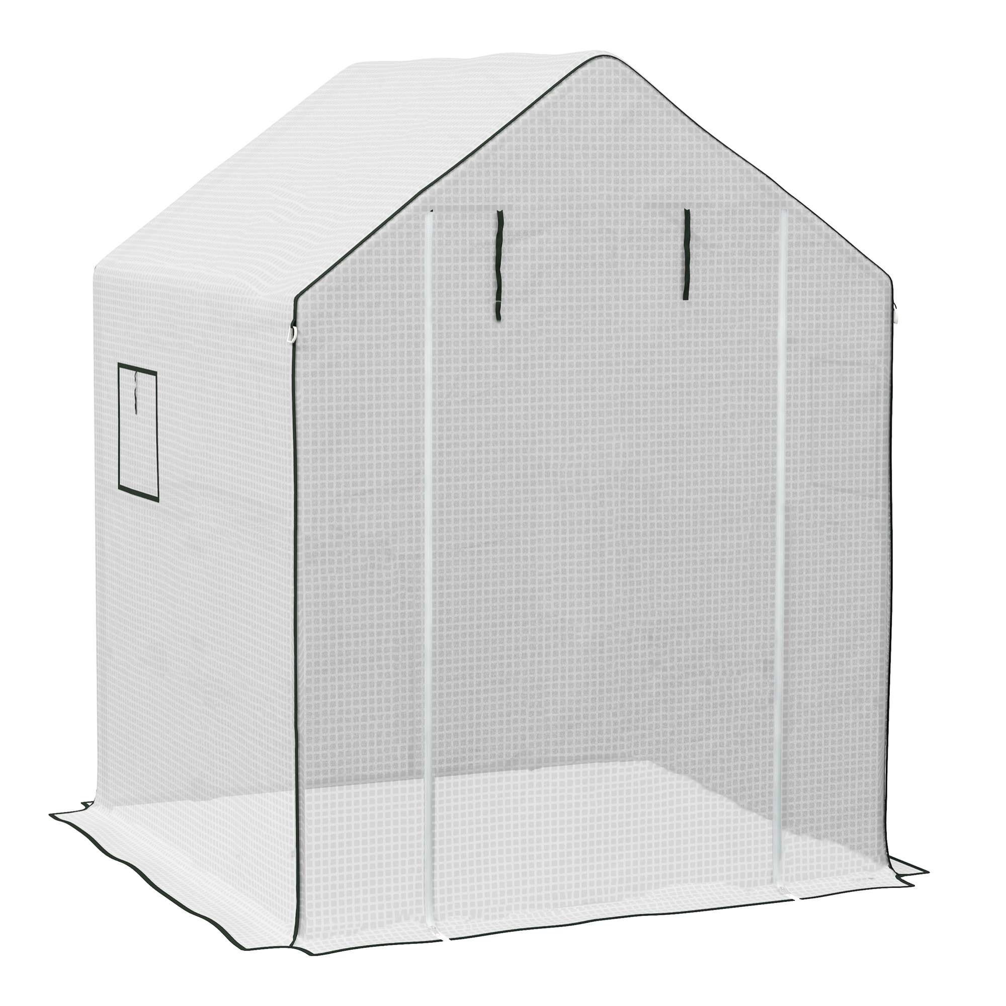 Bâche de remplacement serre de jardin dim. 140L x 143l x 190H cm - 2 fenêtres, porte zippée enroulable - PE anti-UV imperméable blanc