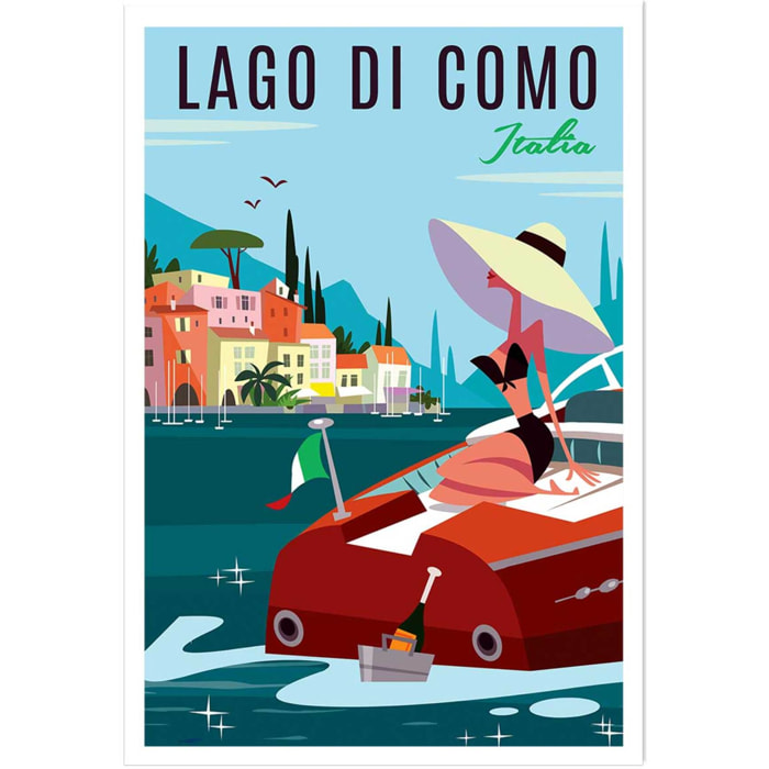 Poster retro lac de côme Affiche seule