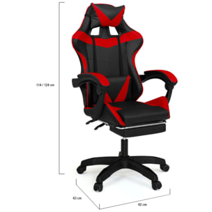 Fauteuil de bureau spécial gaming noir et rouge