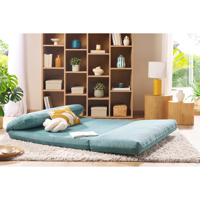 Chauffeuse convertible 2 places en tissu velours côtelé jaune curry SPENCER