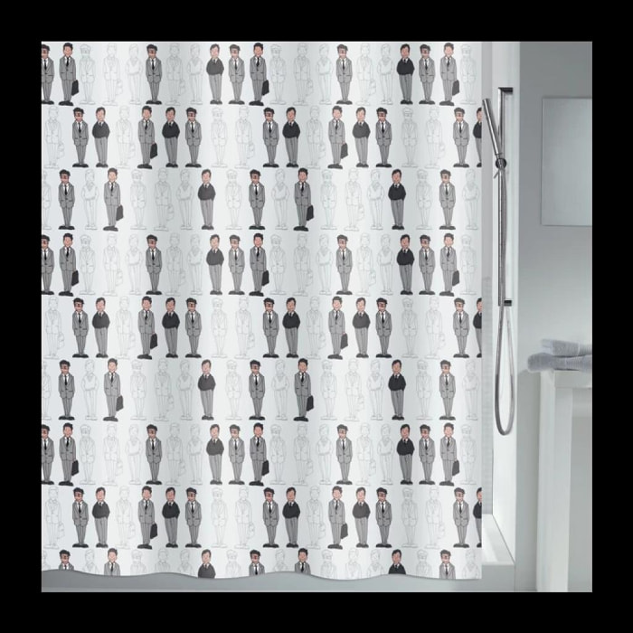 Rideau de douche Polyester JEAN PIERRE 180x200cm QUALITà PREMIUM Gris & Blanc MSV