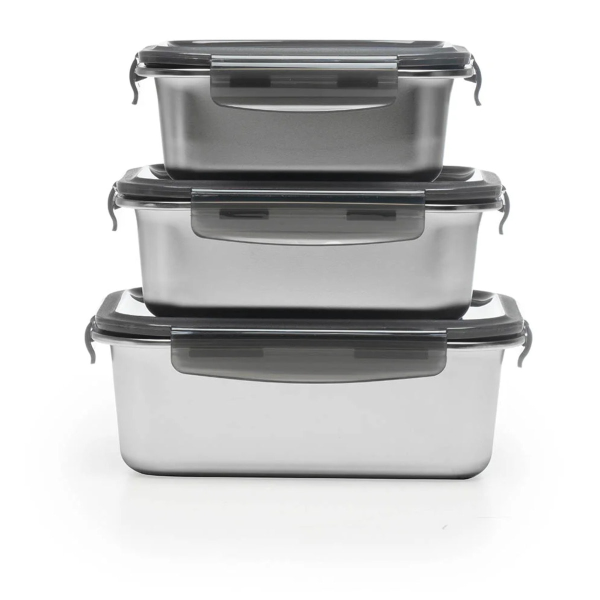 Lot de 3 boîtes rectangulaires en inox (800 , 200 et 1780 ml)