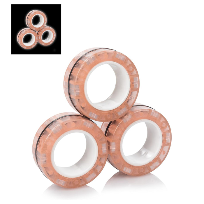 Magnetic Fidget Glow Rings, anelli magnetici, si illuminano al buio. Giocattolo antistress, ansia, concentrazione.