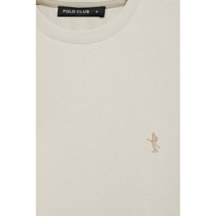 Camiseta color crudo básica de cuello redondo y bordado Rigby Best