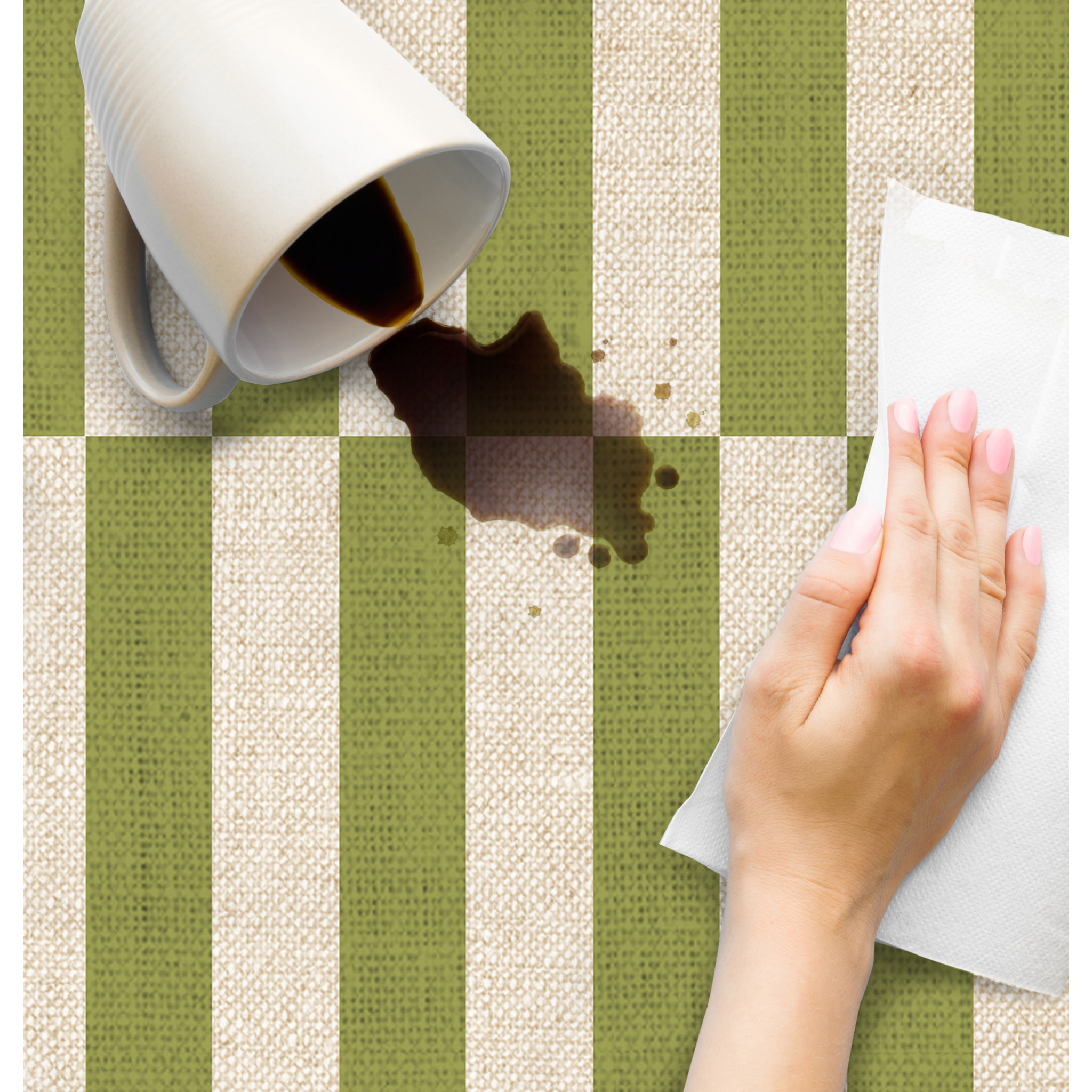 Alfombra de vinilo Dynamic Verde Oliva 133x200 cm -PVC antideslizante, vinilica para cocina o salón, lavable, estilo abstracto