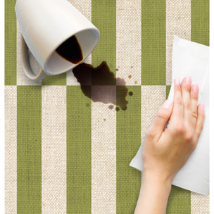 Alfombra de vinilo Dynamic Verde Oliva 133x200 cm -PVC antideslizante, vinilica para cocina o salón, lavable, estilo abstracto