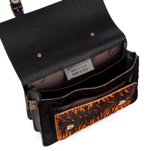 Assoro borsa a tracolla con doppia fibbia, pelle autentica Cavallino stampa animalier.