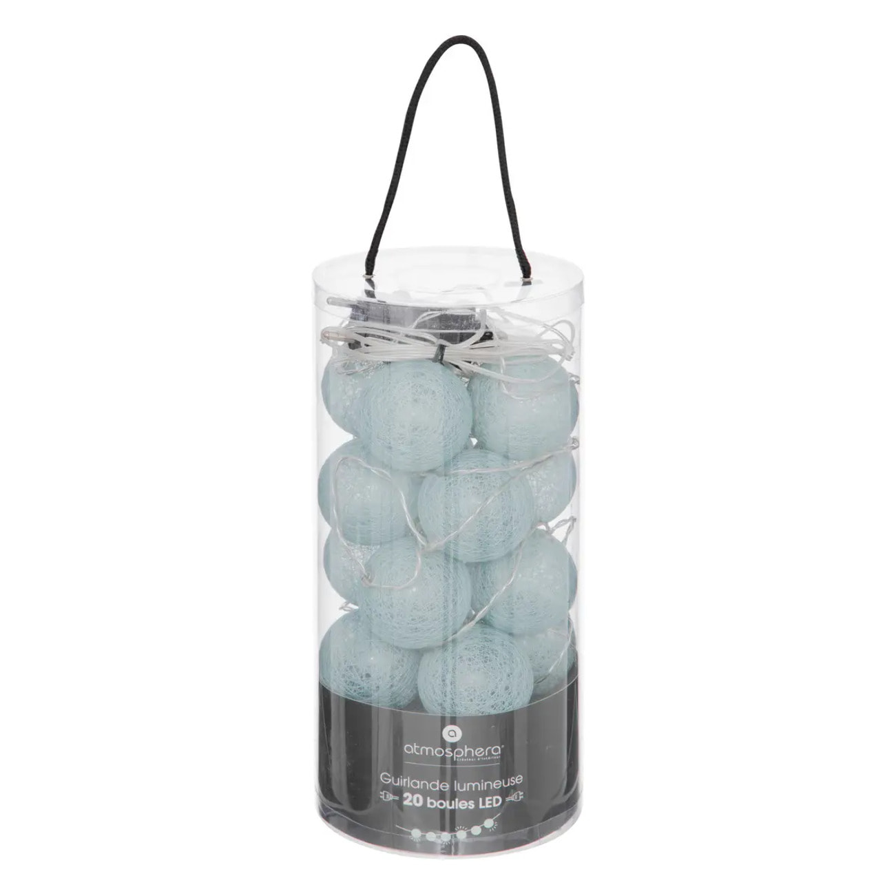 Guirlande LED - 20 boules - vert céladon - L435 cm