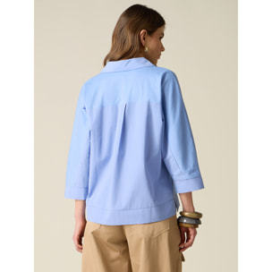 Oltre - Polo con detalles en popelín - Light - blue