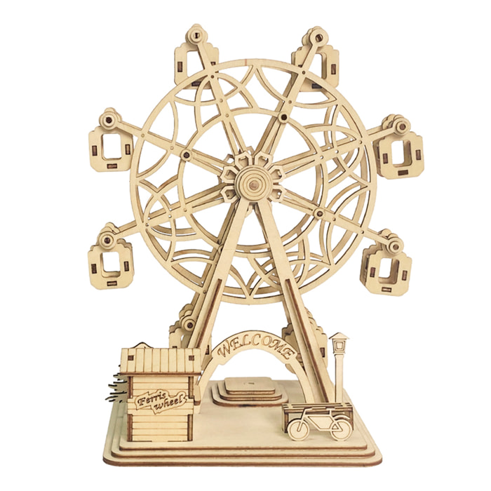 Modello in Legno 3D, con movimento meccanico design della Ruota Panoramica Felice. 117 pezzi.