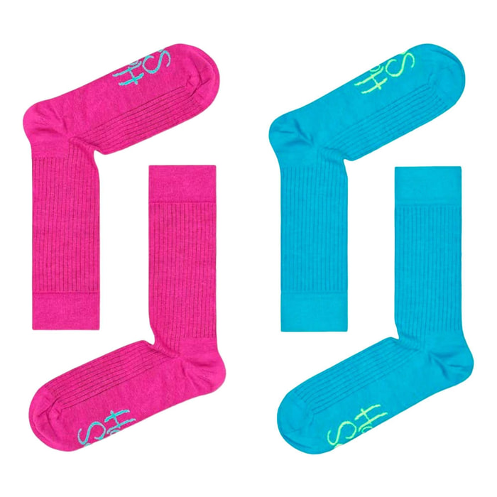 Calcetines 2 pack solid logo rib crew