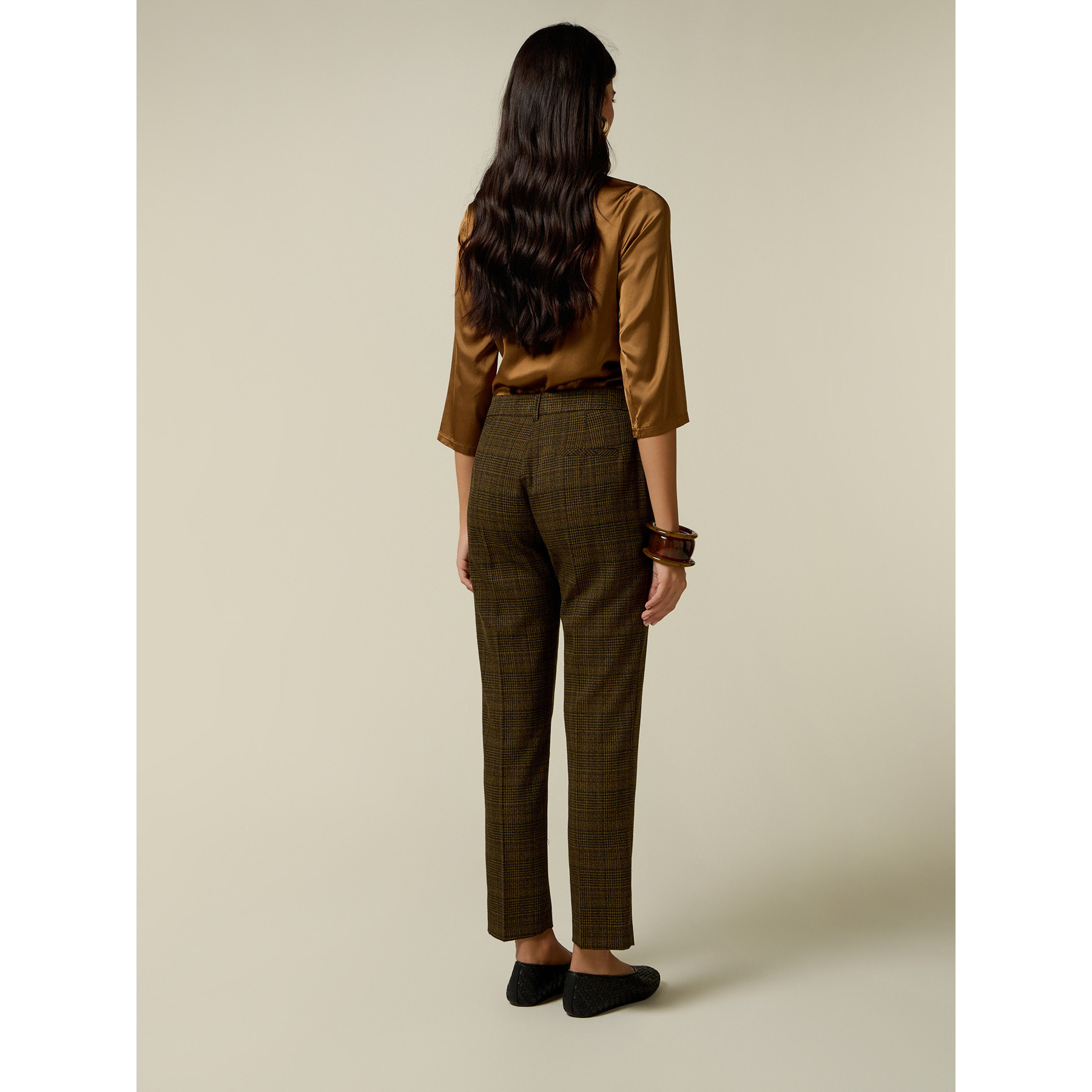 Oltre - Pantalones de cuadros - Marrón