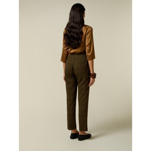 Oltre - Pantalones de cuadros - Marrón